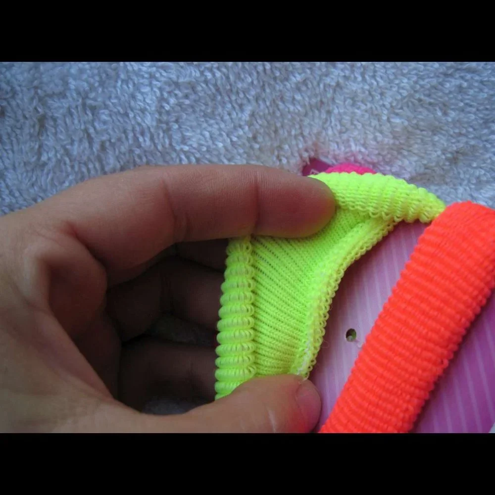 3 Goody Ouchless Terry Fabric Elastic Hair Bands Neon Bright Orange Yellow Pink